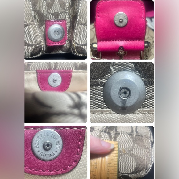 VINTAGE LN Coach Signature Textile Jacquard & leather handbag Braided strap - Picture 12 of 15